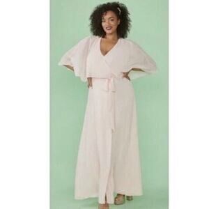 Modcloth Gown Blush Pink Chiffon Size Medium Wrap Dress Queen of Eden Maxi NEW